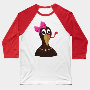 Turkey Face Girl Pink Bow T Shirt | Kids Thanksgiving Gift Baseball T-Shirt